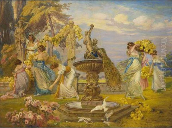 Allegoria Della Primavera Oil Painting by Achille Beltrame