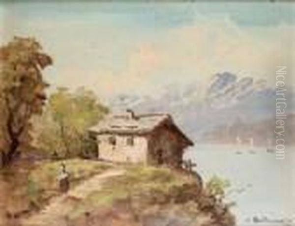 Lago Di Como Oil Painting by Achille Beltrame