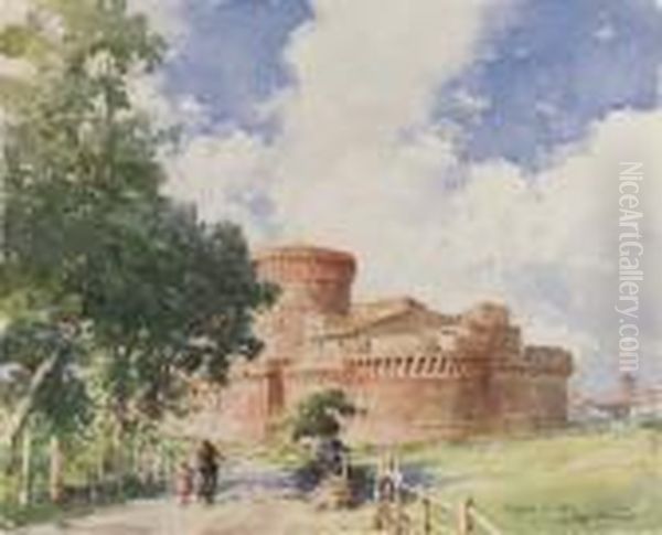 Il Castello Di Ostia Oil Painting by Achille Beltrame