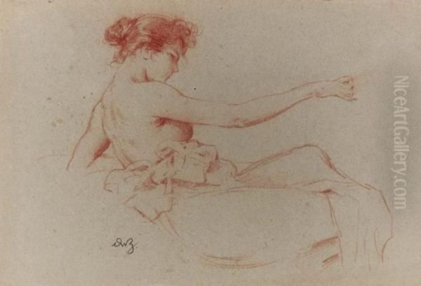 Nudo Semistraiato Oil Painting by Achille Beltrame