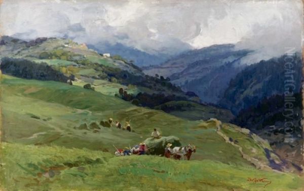 Ritorno Dai Campi Oil Painting by Achille Beltrame