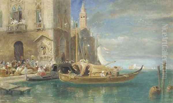 Venice, with Santa Maria della Salute in the distance Oil Painting by James Holland