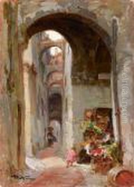 Vecchia Ventimiglia Oil Painting by Achille Beltrame