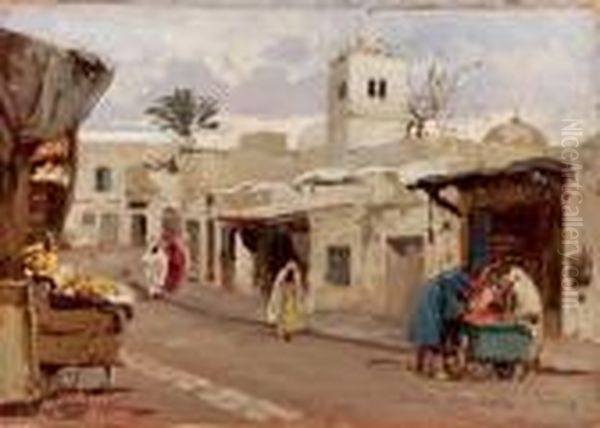 Strada Di Tunisi Oil Painting by Achille Beltrame