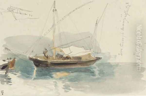 Study of a Mediterranean xebec Oil Painting by James Holland