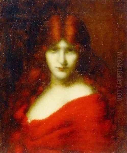 Portrait of an auburn beauty Oil Painting by Jean-Jacques Henner