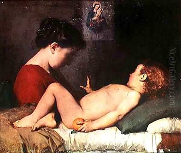 Le reveil de l'enfant Oil Painting by Jean-Jacques Henner