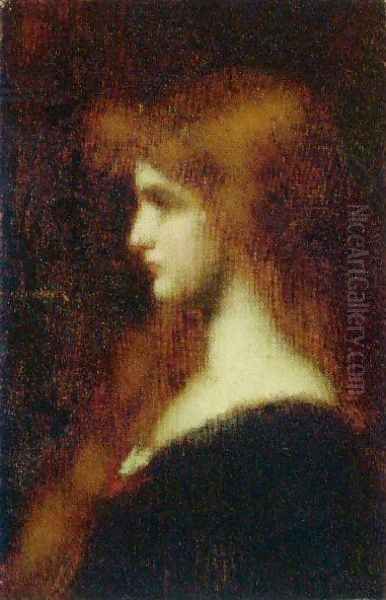 Beauty in profile Oil Painting by Jean-Jacques Henner