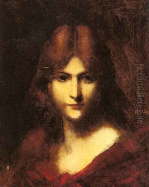 A Red-haired Beauty Oil Painting by Jean-Jacques Henner