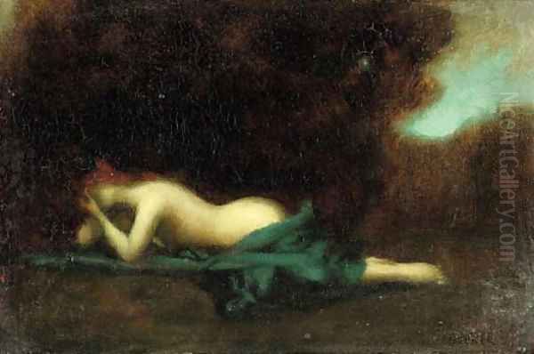 A reclining nude Oil Painting by Jean-Jacques Henner