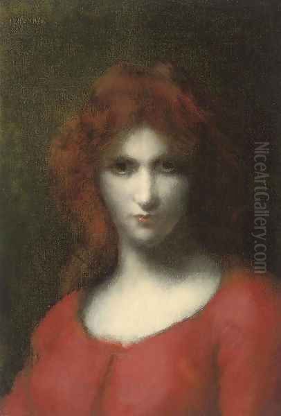 Lady in red Oil Painting by Jean-Jacques Henner