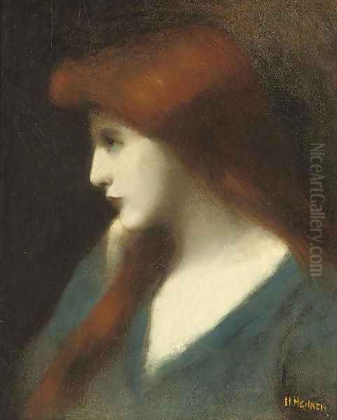 Lady in blue Oil Painting by Jean-Jacques Henner