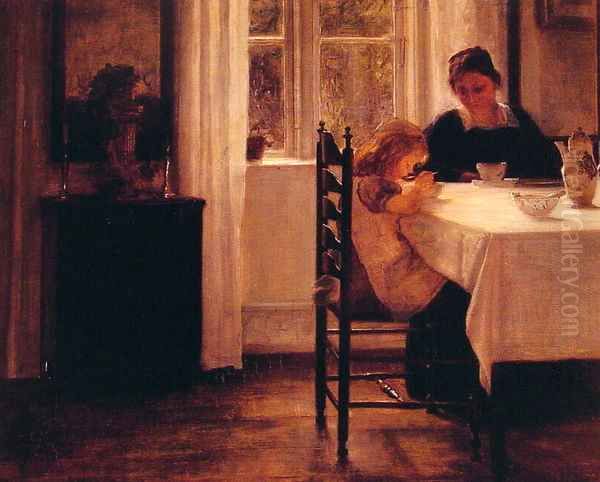 Breakfast Time Oil Painting by Carl Vilhelm Holsoe