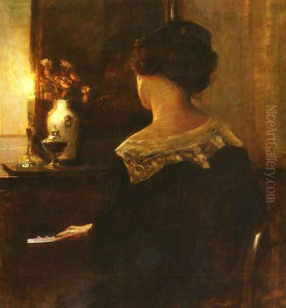 A Lady Playing The Piano Oil Painting by Carl Vilhelm Holsoe