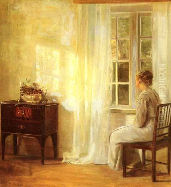 Waiting By The Window Oil Painting by Carl Vilhelm Holsoe