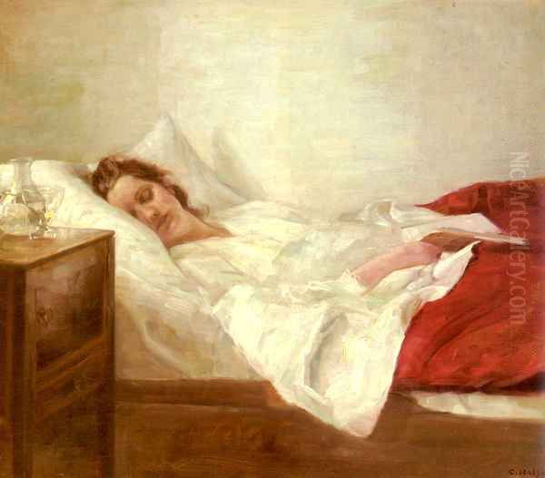 Asleep Oil Painting by Carl Vilhelm Holsoe