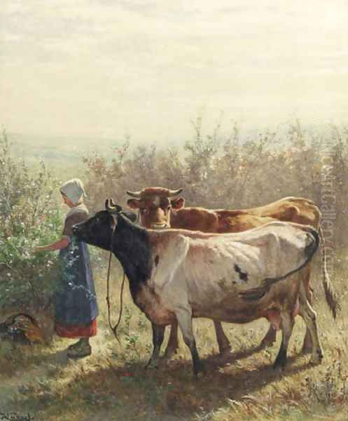 The little cowherd Oil Painting by Johannes-Hubertus-Leonardus de Haas