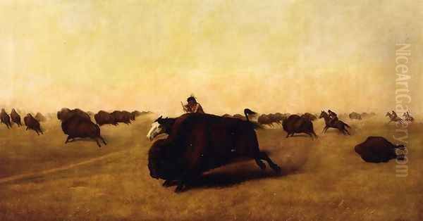 Buffalo Hunt Oil Painting by William Jacob Hayes