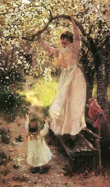 Falling Apple Blossoms Oil Painting by Hamilton Hamilton