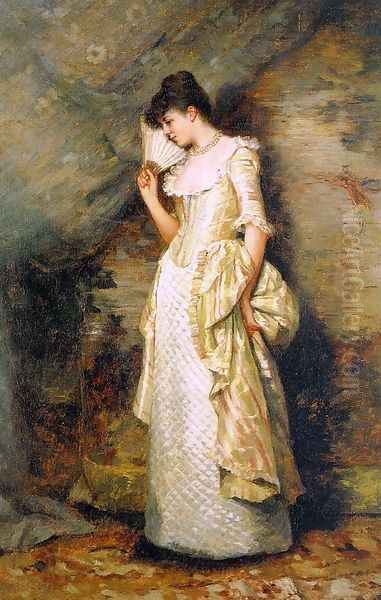 Woman with a Fan 1900 Oil Painting by Hamilton Hamilton