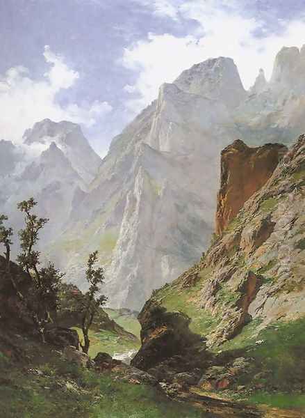 Paisaje de los Picos de Europa Oil Painting by Carlos de Haes