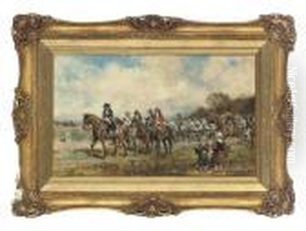 King Charles I And His Retinue Oil Painting by Frank Moss Bennett