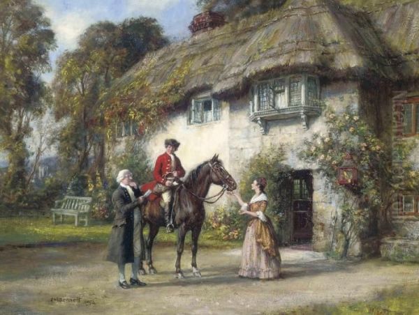 The Postman Oil Painting by Frank Moss Bennett