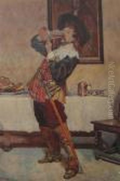 Cavalier With A Tankard Oil Painting by Frank Moss Bennett