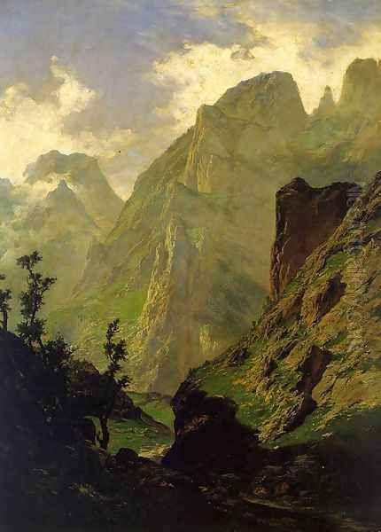 The Peaks of Europe- The Mancorbo Canal 1876 Oil Painting by Carlos de Haes