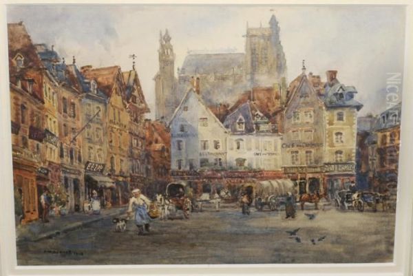 Market Square, Chartres Oil Painting by Frank Moss Bennett