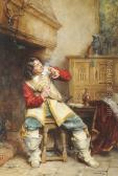 The Contented Cavalier Oil Painting by Frank Moss Bennett