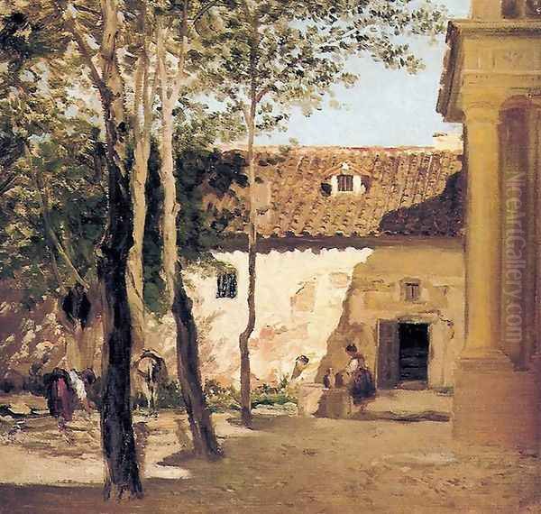 Patio del monasterio Oil Painting by Carlos de Haes