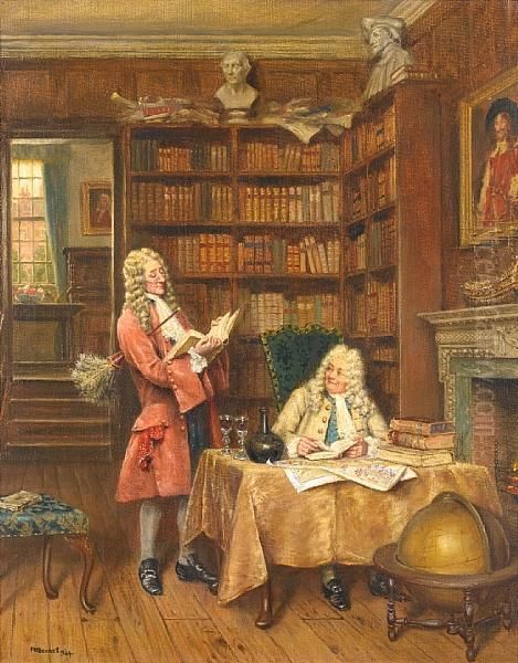 In The Library Oil Painting by Frank Moss Bennett