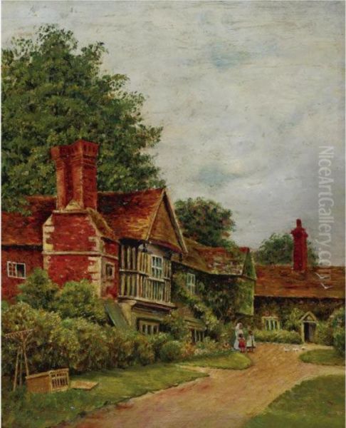 English Country House Oil Painting by Frank Moss Bennett