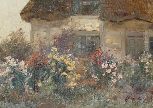 Cottage Garden Oil Painting by Frank Moss Bennett