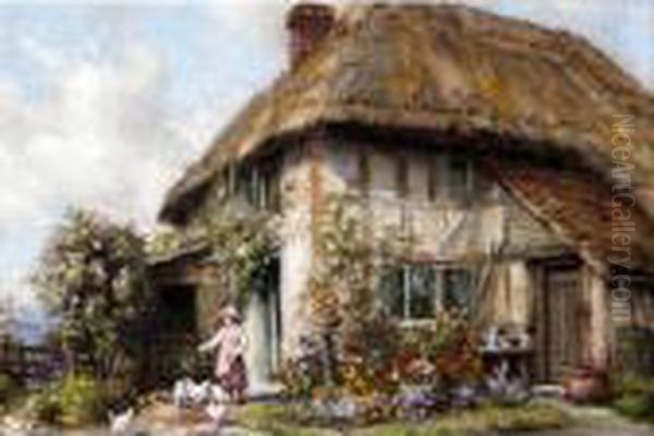 Pine Cottage, Amberley, Sussex Oil Painting by Frank Moss Bennett