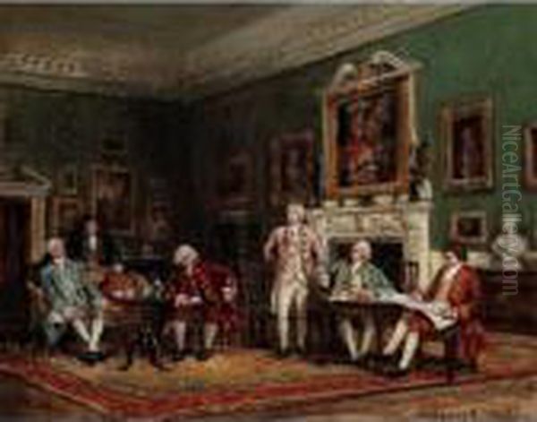 Dr. Johnson And Sir Joshua Reynolds Oil Painting by Frank Moss Bennett