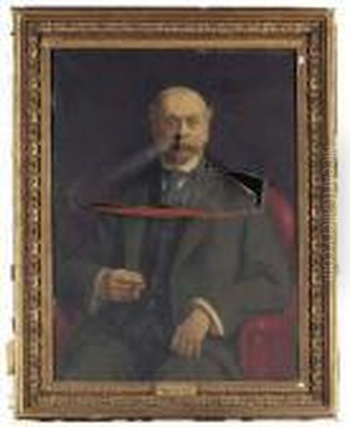 Portrait Of Charles Plumptre Johnson, Seated, Three-quarterlength by Frank Moss Bennett