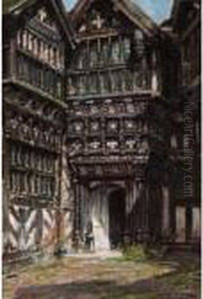 Moreton Hall, Cheshire Oil Painting by Frank Moss Bennett