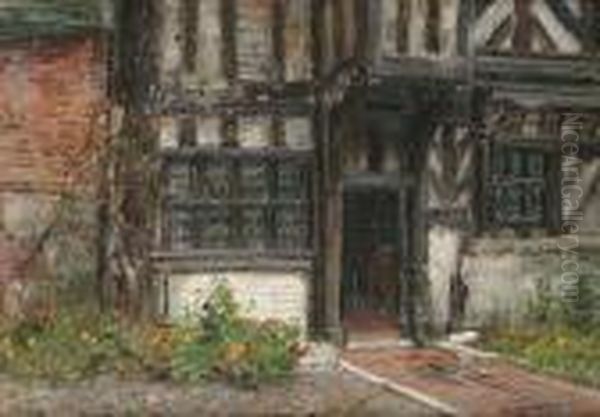 'moreton Old Hall' And 'leintley Weobley' Oil Painting by Frank Moss Bennett