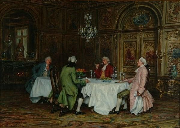 The After Dinner Smoke Oil Painting by Frank Moss Bennett