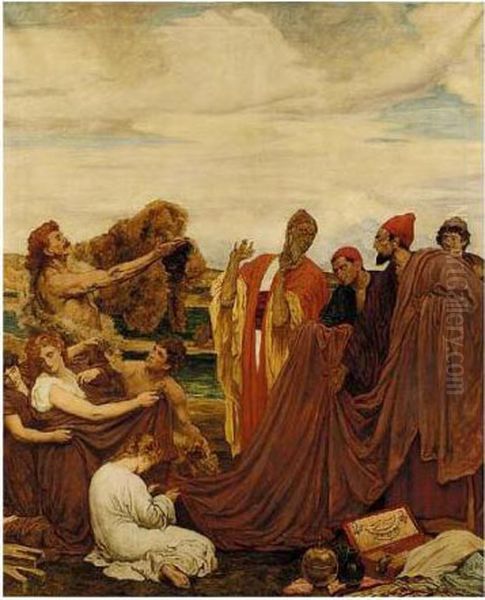 Phoenicians Bartering With Ancient Britons Oil Painting by Frank Moss Bennett