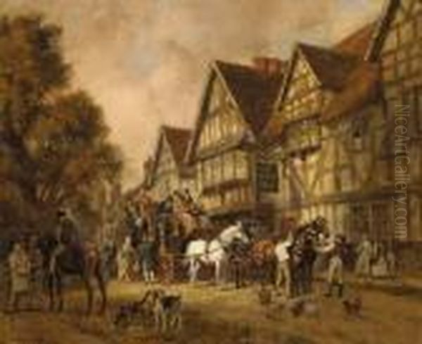 The Kings Arms, Ombersley, Worcestershire Oil Painting by Frank Moss Bennett