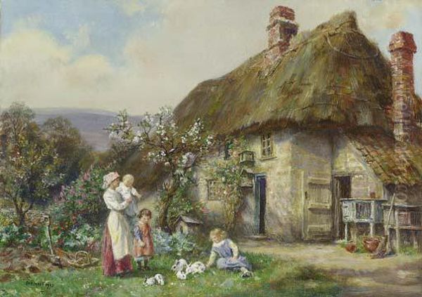 In A Cottage Garden by Frank Moss Bennett