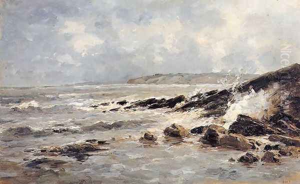 Rompientes de olas Oil Painting by Carlos de Haes