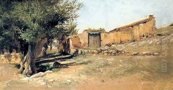 Un corral Oil Painting by Carlos de Haes