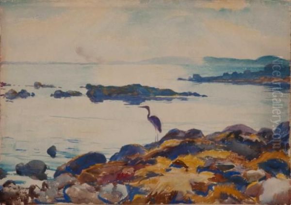 Western Bay Oil Painting by Frank Weston Benson