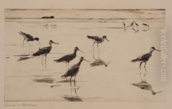 Waders Oil Painting by Frank Weston Benson