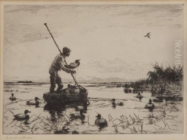 Setting Decoys Oil Painting by Frank Weston Benson