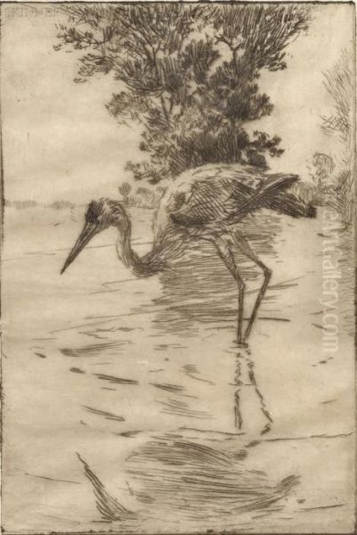 Blue Heron Oil Painting by Frank Weston Benson